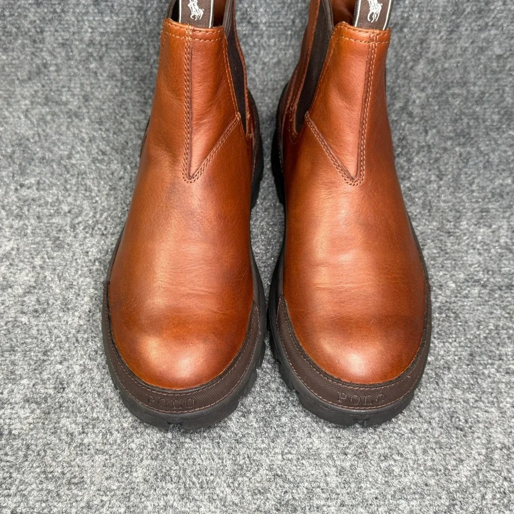 Polo Ralph Lauren Oslo Chelsea Boots Men's 7 Brown Leather Classic Pull On Shoes